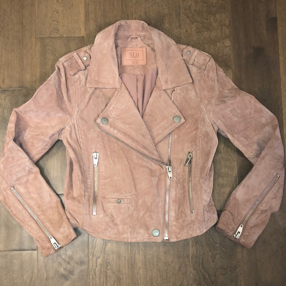 SL8 pink suede Moto jacket